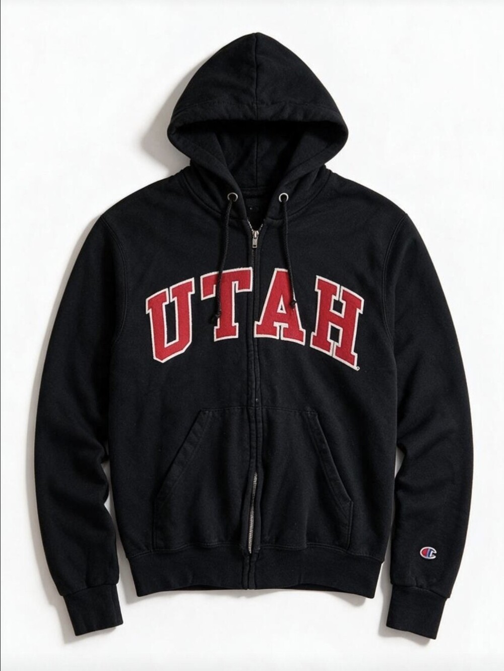 Champion Utah Utes Hoodie Women's XS Black Full Zip Spellout College Sweatshirt